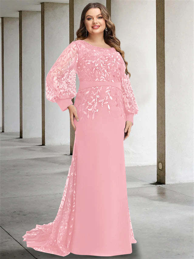 Plus Size Floor-Length Sequined Mermaid/Trumpet Gown for the Mother of the Bride