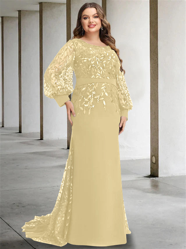 Plus Size Floor-Length Sequined Mermaid/Trumpet Gown for the Mother of the Bride