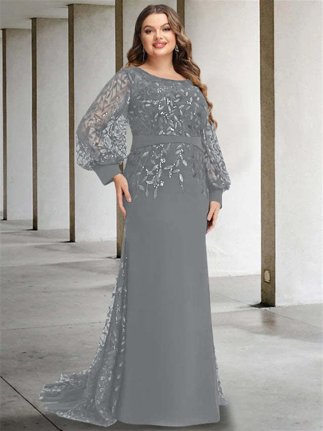 Plus Size Floor-Length Sequined Mermaid/Trumpet Gown for the Mother of the Bride