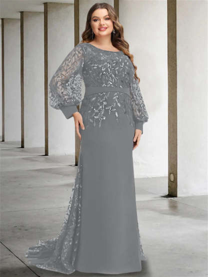 Plus Size Floor-Length Sequined Mermaid/Trumpet Gown for the Mother of the Bride