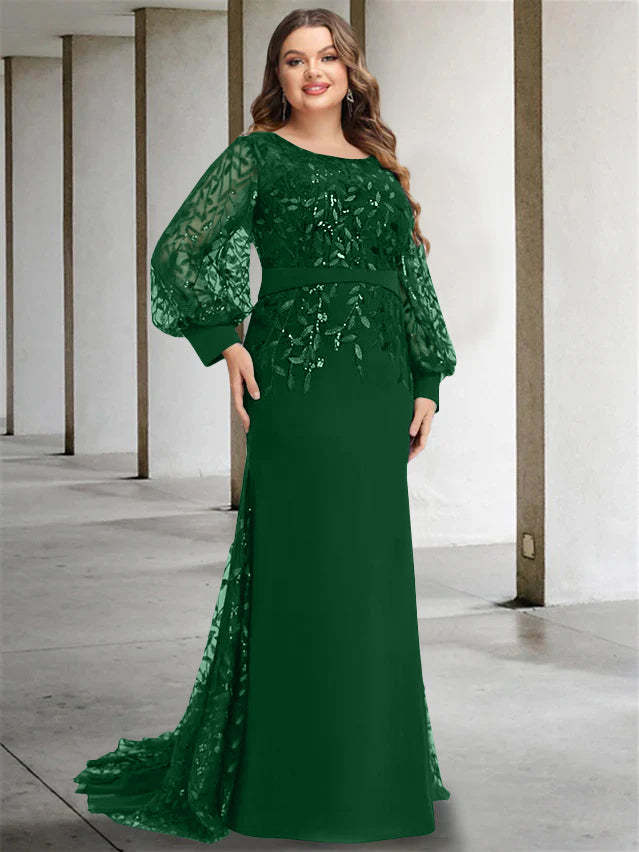 Plus Size Floor-Length Sequined Mermaid/Trumpet Gown for the Mother of the Bride