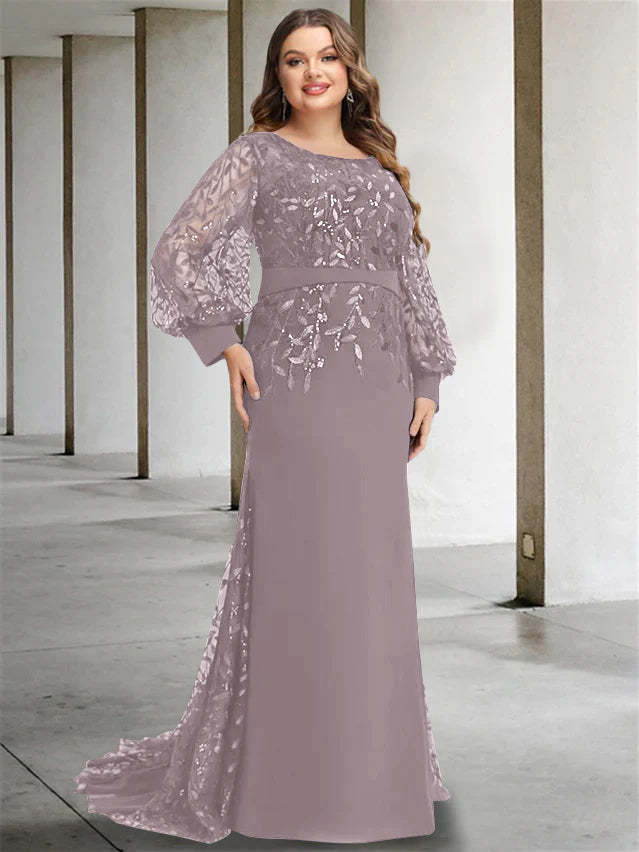 Plus Size Floor-Length Sequined Mermaid/Trumpet Gown for the Mother of the Bride