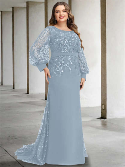 Plus Size Floor-Length Sequined Mermaid/Trumpet Gown for the Mother of the Bride