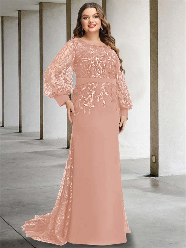 Plus Size Floor-Length Sequined Mermaid/Trumpet Gown for the Mother of the Bride