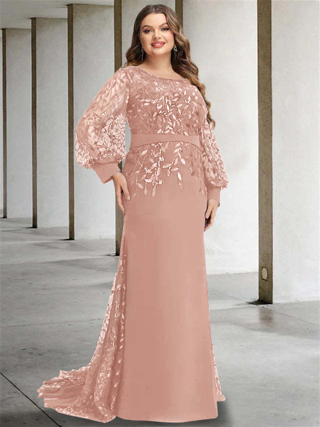 Plus Size Floor-Length Sequined Mermaid/Trumpet Gown for the Mother of the Bride