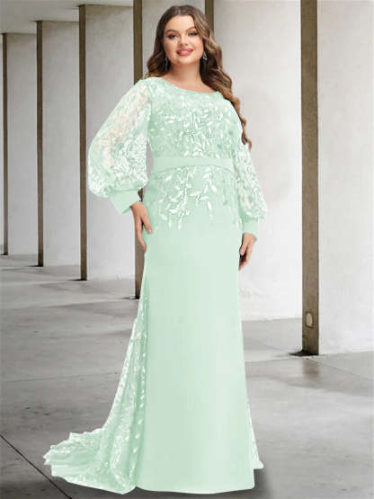 Plus Size Floor-Length Sequined Mermaid/Trumpet Gown for the Mother of the Bride