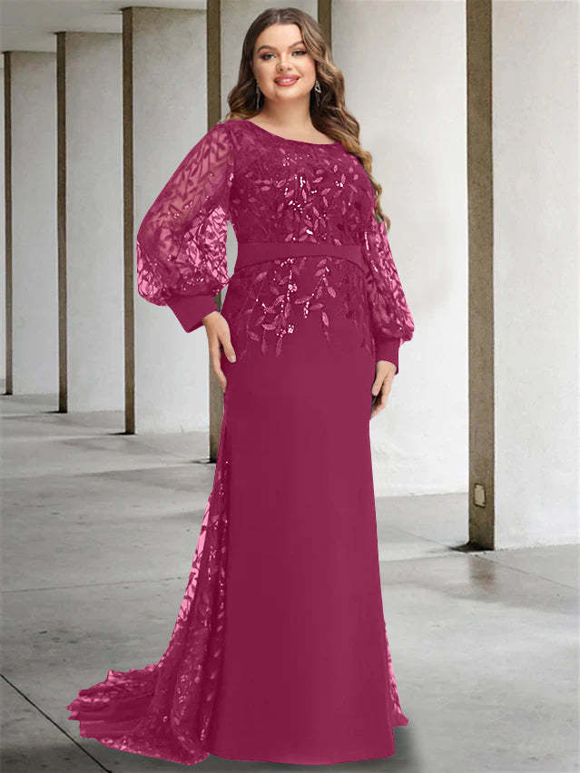 Plus Size Floor-Length Sequined Mermaid/Trumpet Gown for the Mother of the Bride