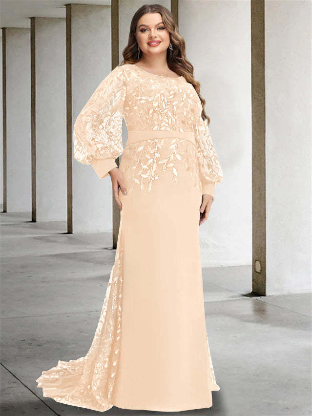 Plus Size Floor-Length Sequined Mermaid/Trumpet Gown for the Mother of the Bride