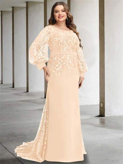Plus Size Floor-Length Sequined Mermaid/Trumpet Gown for the Mother of the Bride