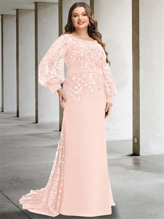 Plus Size Floor-Length Sequined Mermaid/Trumpet Gown for the Mother of the Bride