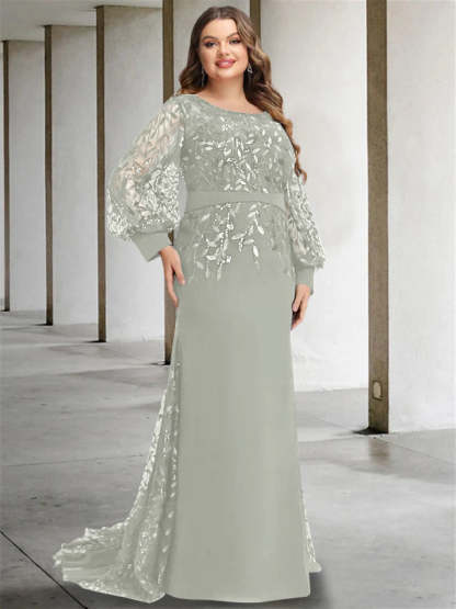 Plus Size Floor-Length Sequined Mermaid/Trumpet Gown for the Mother of the Bride