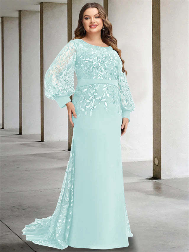 Plus Size Floor-Length Sequined Mermaid/Trumpet Gown for the Mother of the Bride