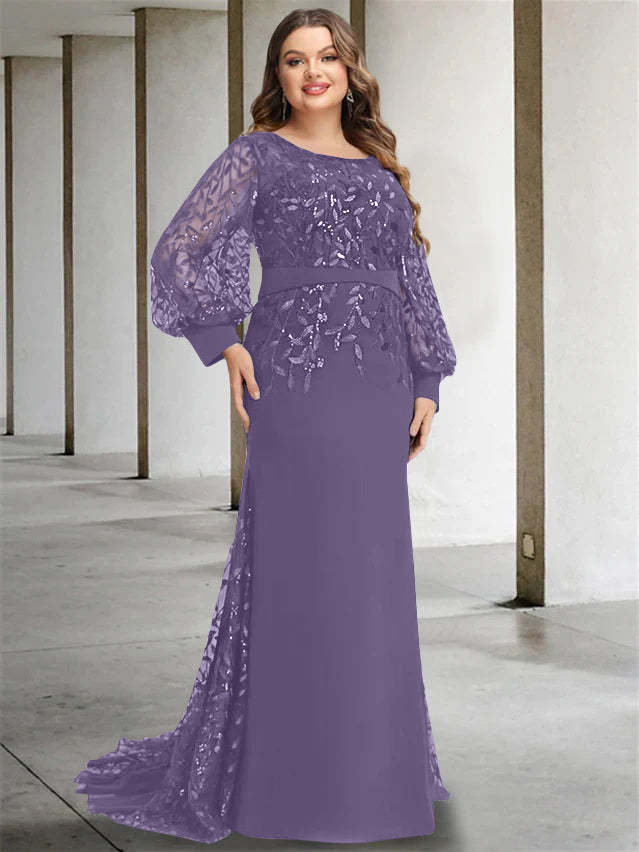Plus Size Floor-Length Sequined Mermaid/Trumpet Gown for the Mother of the Bride
