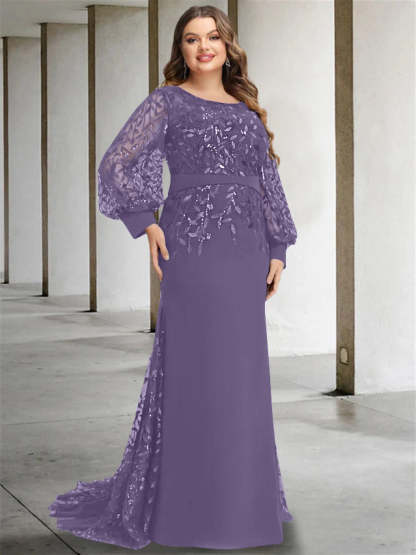 Plus Size Floor-Length Sequined Mermaid/Trumpet Gown for the Mother of the Bride