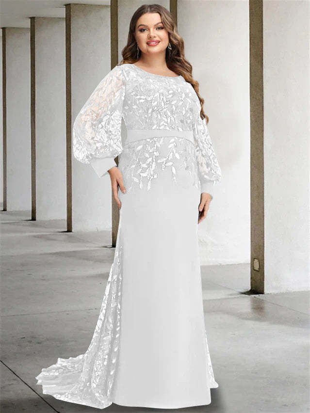 Plus Size Floor-Length Sequined Mermaid/Trumpet Gown for the Mother of the Bride