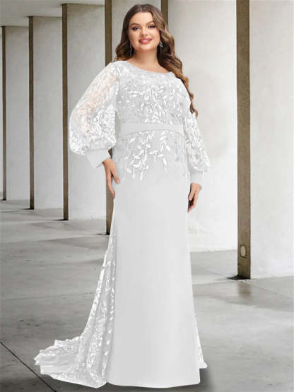 Plus Size Floor-Length Sequined Mermaid/Trumpet Gown for the Mother of the Bride