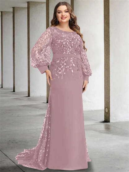 Plus Size Floor-Length Sequined Mermaid/Trumpet Gown for the Mother of the Bride