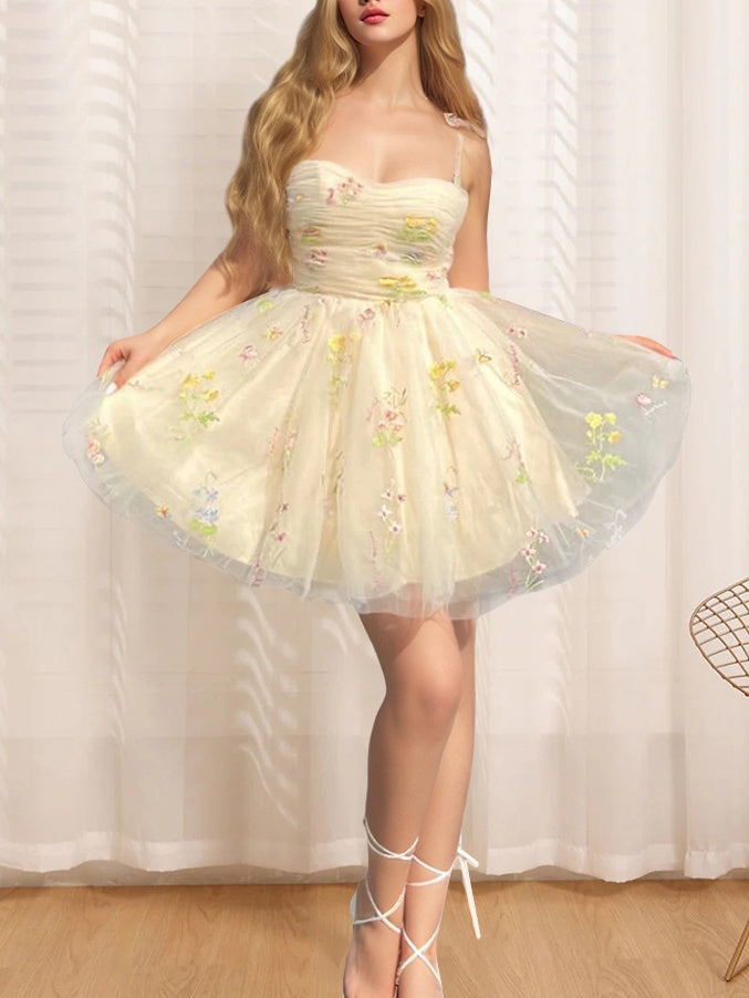 Sweetheart A-Line Princess Mini Sleeveless Cocktail Dress with Pleats and Straps for Party or Homecoming-BMbridal.UK