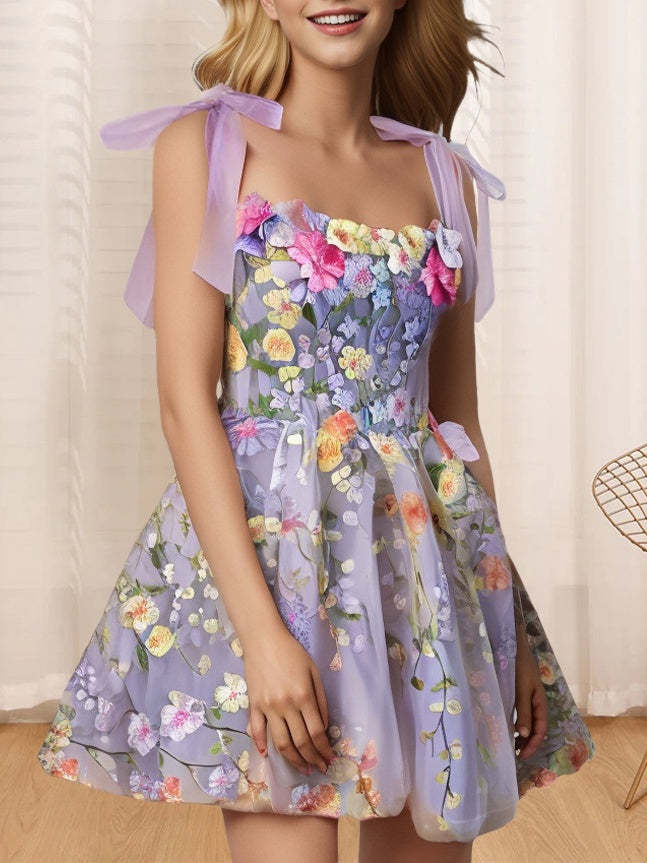 Sleeveless Off-the-Shoulder A-Line Mini Cocktail Dress with Embroidery for Party or Homecoming