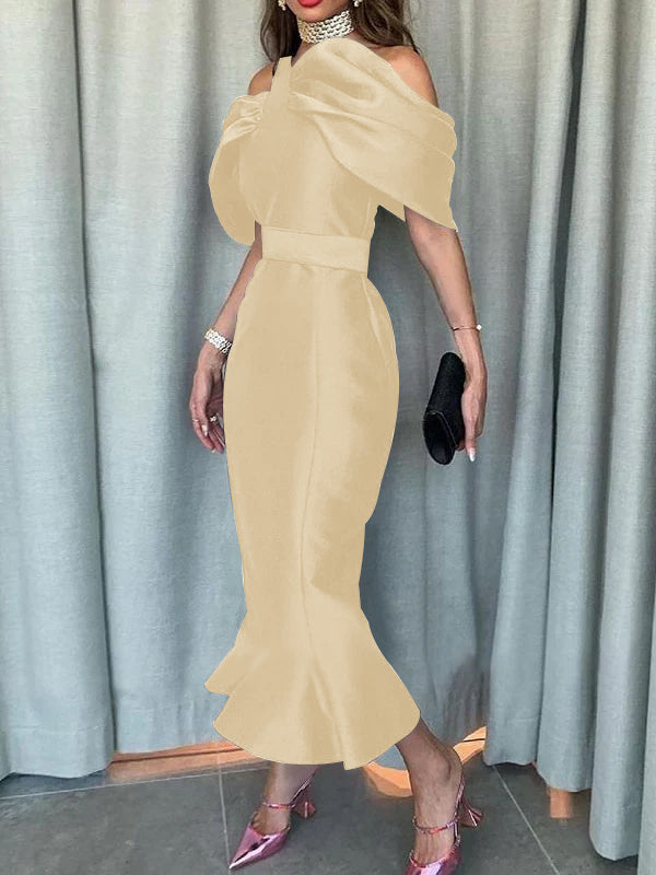 Off-the-Shoulder Ankle-Length Evening Dresses in Mermaid/Trumpet Style