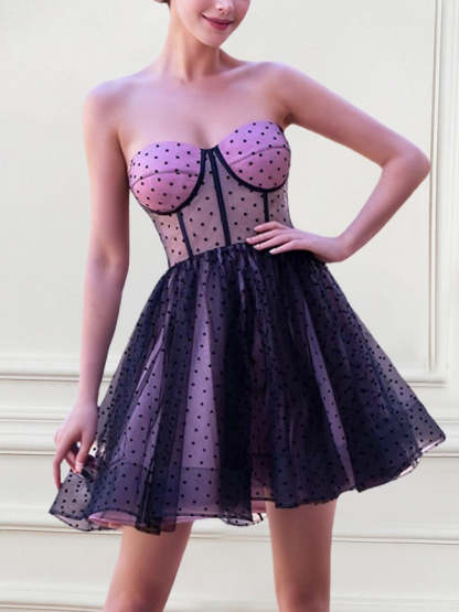 Sweetheart A-Line Princess Mini Sleeveless Cocktail Party Homecoming Dance Dress