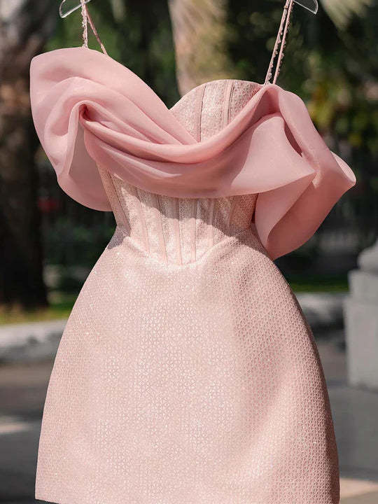 Strapless Sleeveless Mini Sheath Dress with Spaghetti Straps