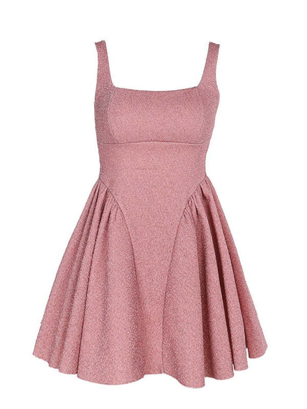 Square Neck Sleeveless Mini A-Line Party Dress with Bowknot for Homecoming or Cocktail