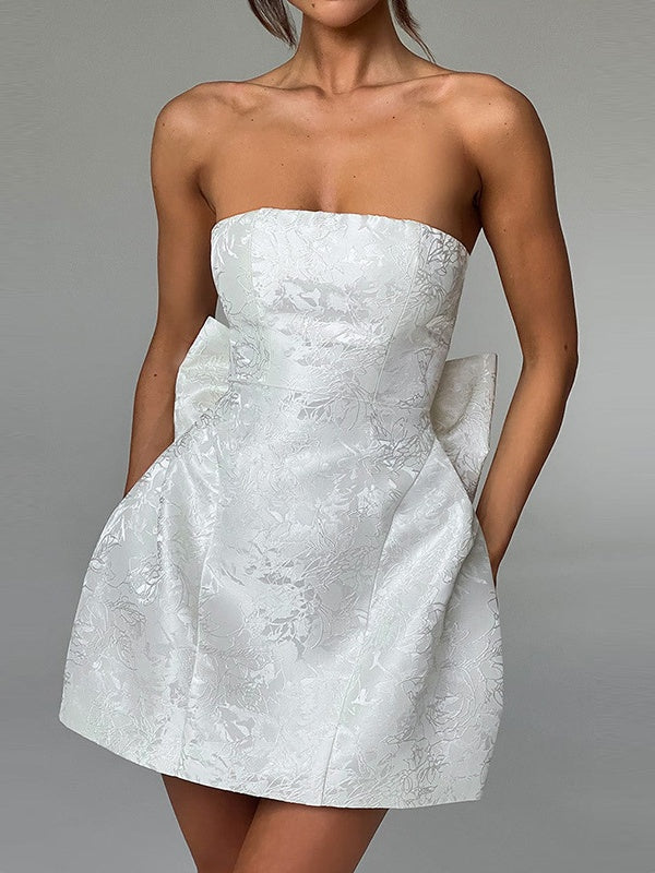 Strapless Sleeveless Short Party Dress with Bowknot for Homecoming or Dance