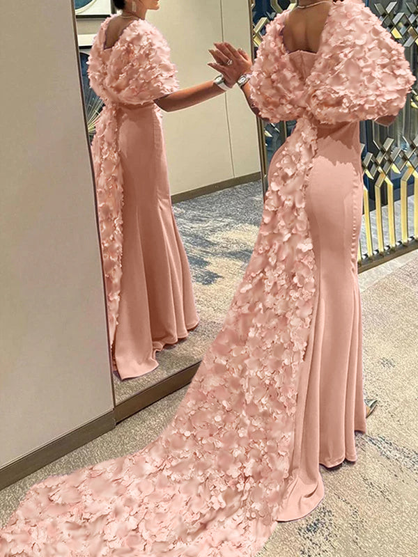 Sweetheart Trumpet Mermaid Sleeveless Evening Gown with Sweep Train