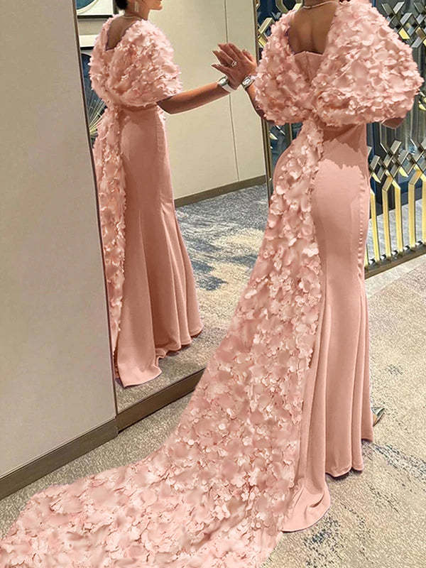 Sweetheart Trumpet Mermaid Sleeveless Evening Gown with Sweep Train