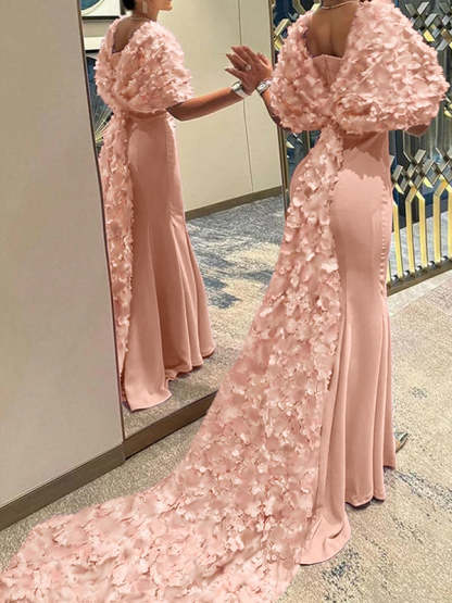 Sweetheart Trumpet Mermaid Sleeveless Evening Gown with Sweep Train