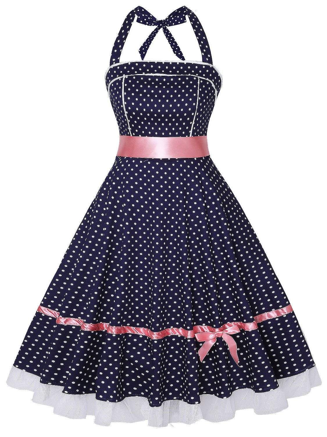 Retro Vintage Mini Halter Dress in Polyester Sleeveless