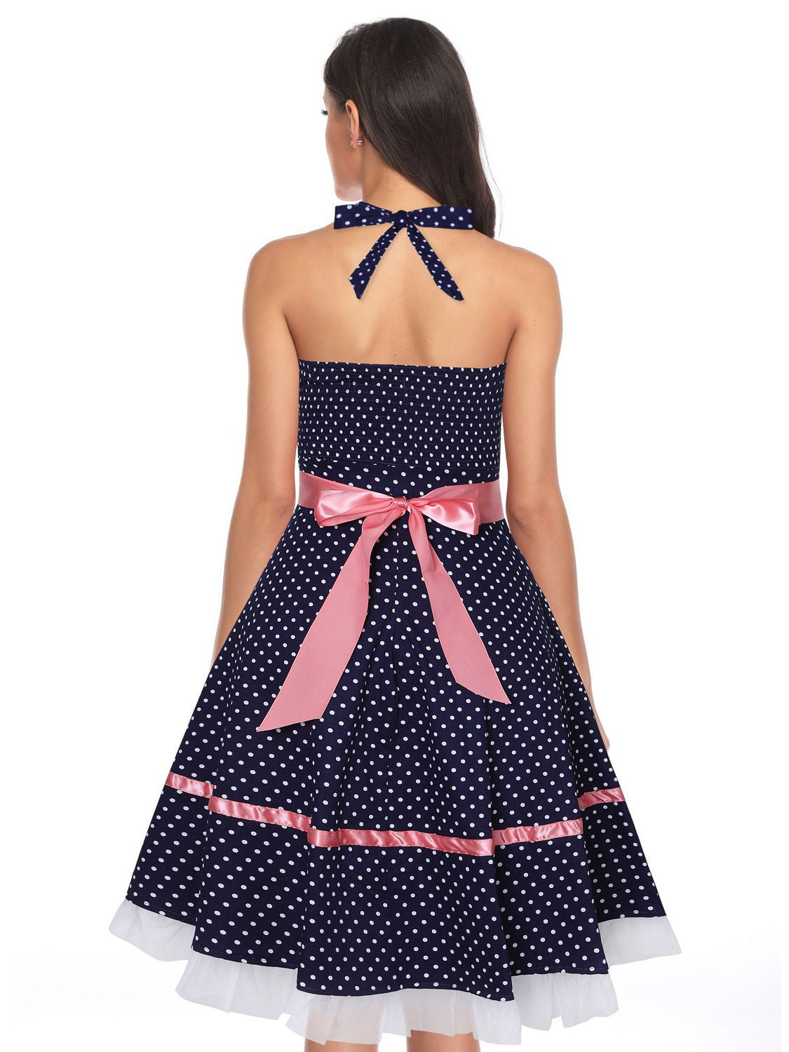 Retro Vintage Mini Halter Dress in Polyester Sleeveless