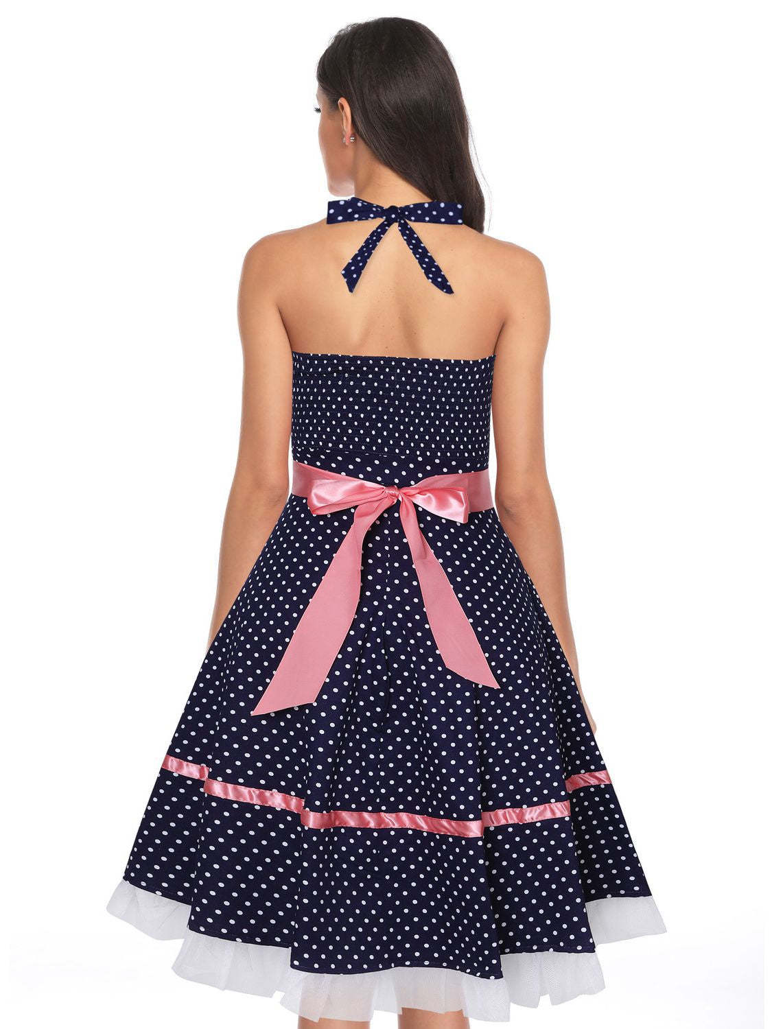 Retro Vintage Mini Halter Dress in Polyester Sleeveless