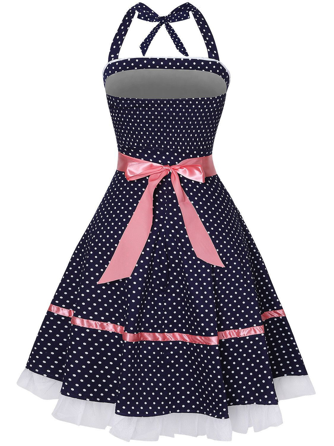 Retro Vintage Mini Halter Dress in Polyester Sleeveless