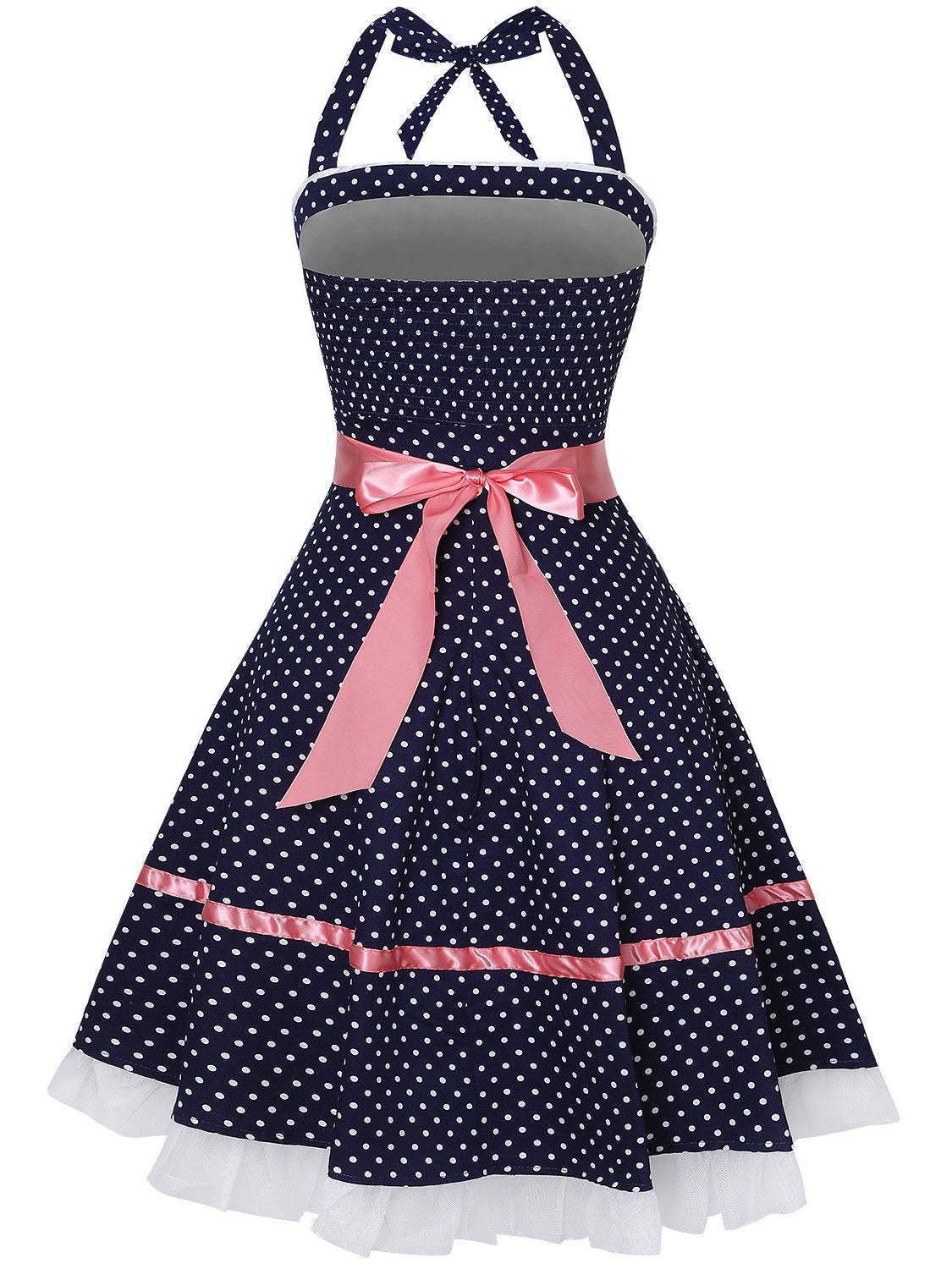 Retro Vintage Mini Halter Dress in Polyester Sleeveless