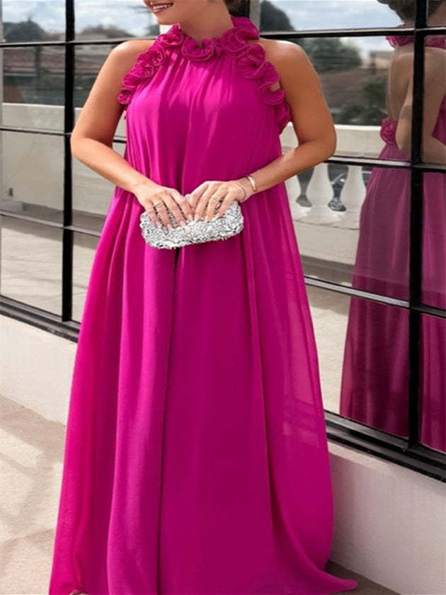 Sleeveless High Neck Pure Color Evening Gown in A-Line and Princess Styles