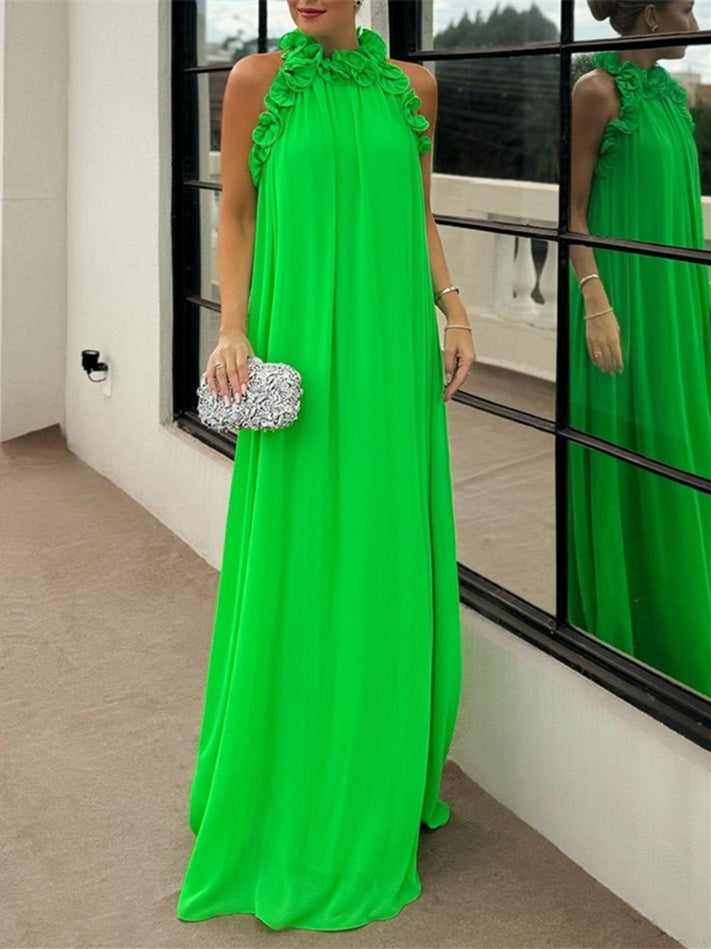 Sleeveless High Neck Pure Color Evening Gown in A-Line and Princess Styles