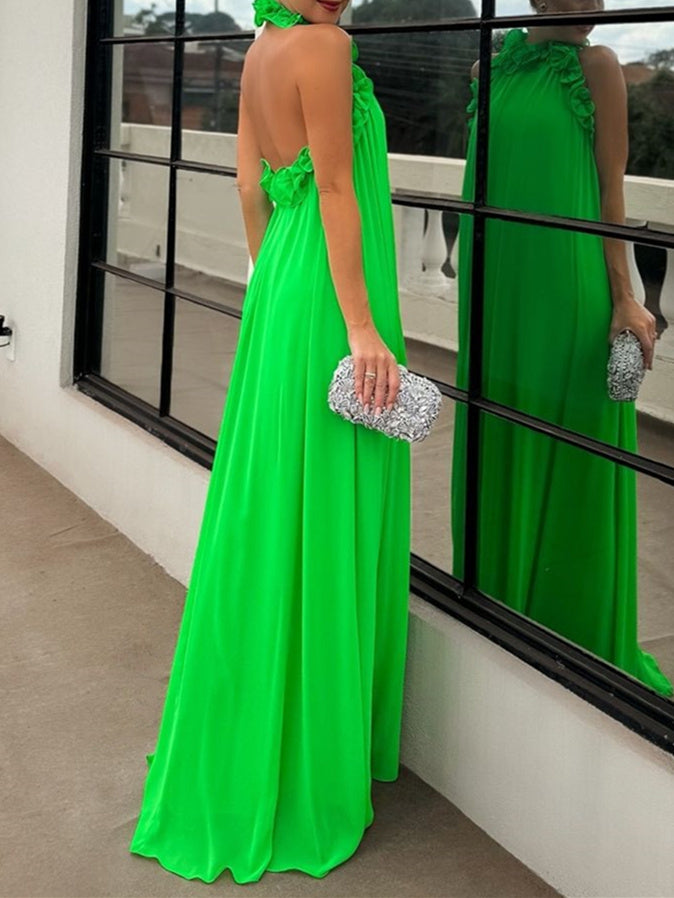 Sleeveless High Neck Pure Color Evening Gown in A-Line and Princess Styles