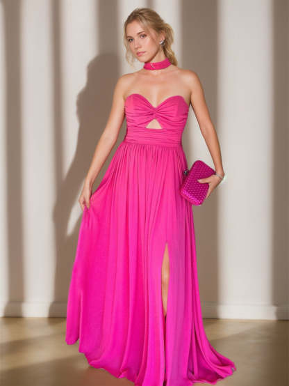 Sweetheart Sleeveless A-Line Princess Floor-Length Ruched Evening Gown