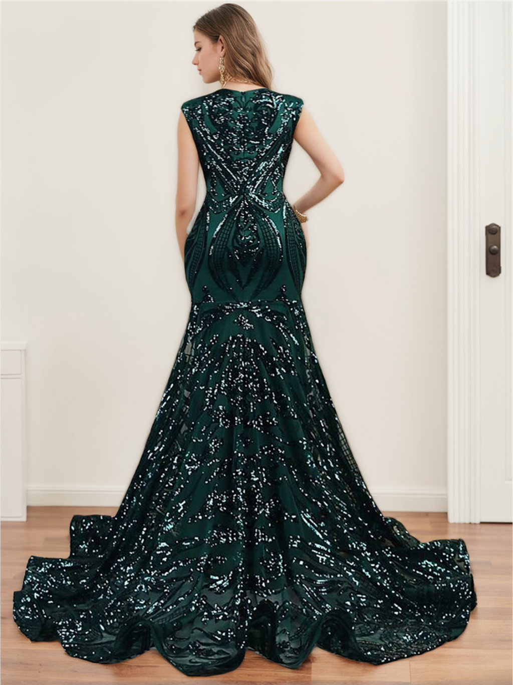 Sequined Sleeveless Evening Dresses in Trumpet/Mermaid Jewel Neck