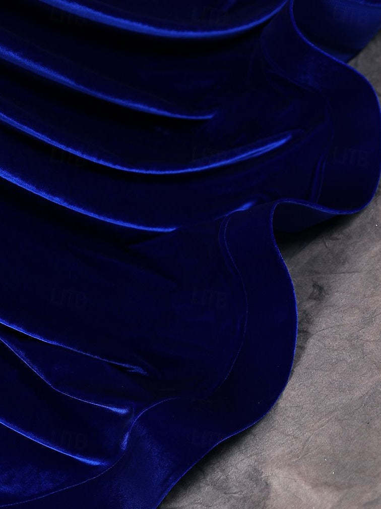 Velvet Sleeveless Evening Dresses With Appliques in Trumpet/Mermaid Jewel Neck