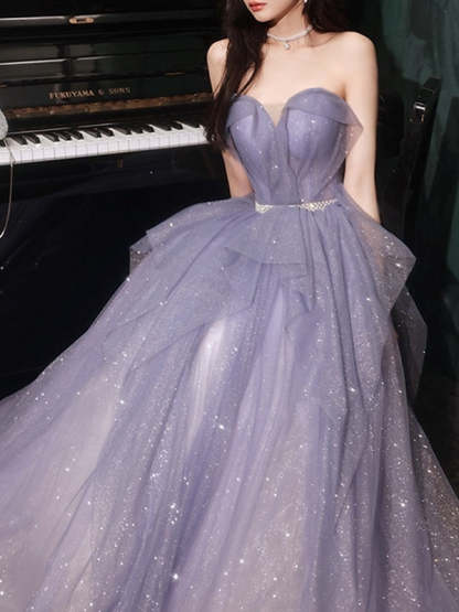 Sequin-Embellished Sleeveless Floor-Length A-Line Prom Dress with Off-the-Shoulder Neckline