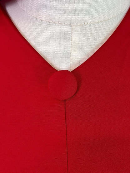 Floor-Length Cowl Neck Evening Dress with Long Sleeves Side Split & Buttons