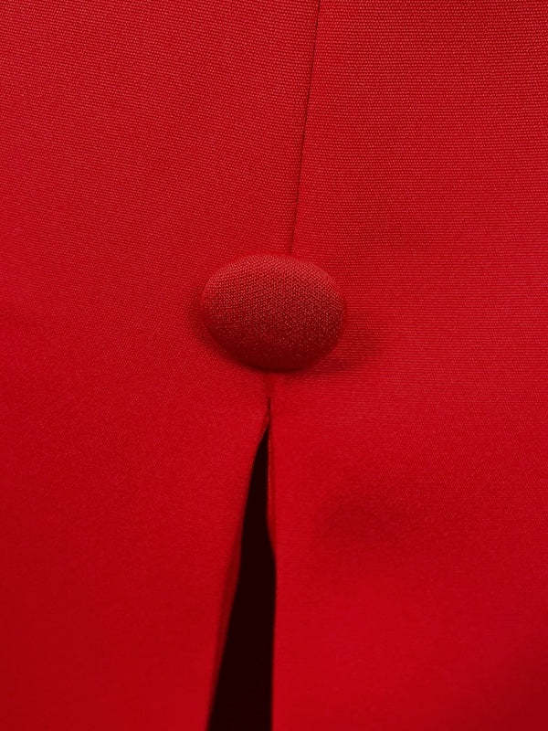 Floor-Length Cowl Neck Evening Dress with Long Sleeves Side Split & Buttons