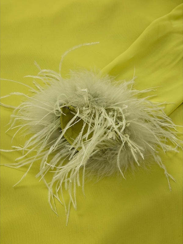 Evening Dresses with Feather Ruffles & Ruched - Trumpet/Mermaid V-Neck Long Sleeves Floor-Length