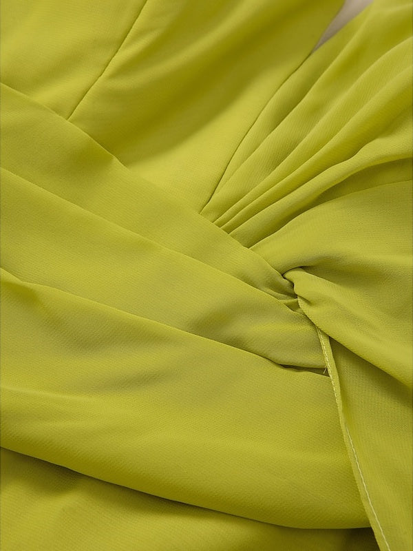 Evening Dresses with Feather Ruffles & Ruched - Trumpet/Mermaid V-Neck Long Sleeves Floor-Length