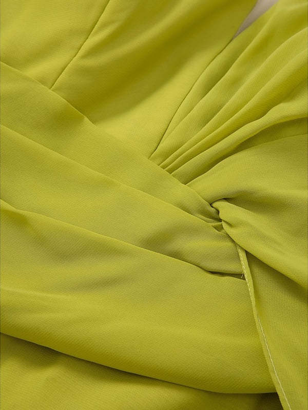 Evening Dresses with Feather Ruffles & Ruched - Trumpet/Mermaid V-Neck Long Sleeves Floor-Length