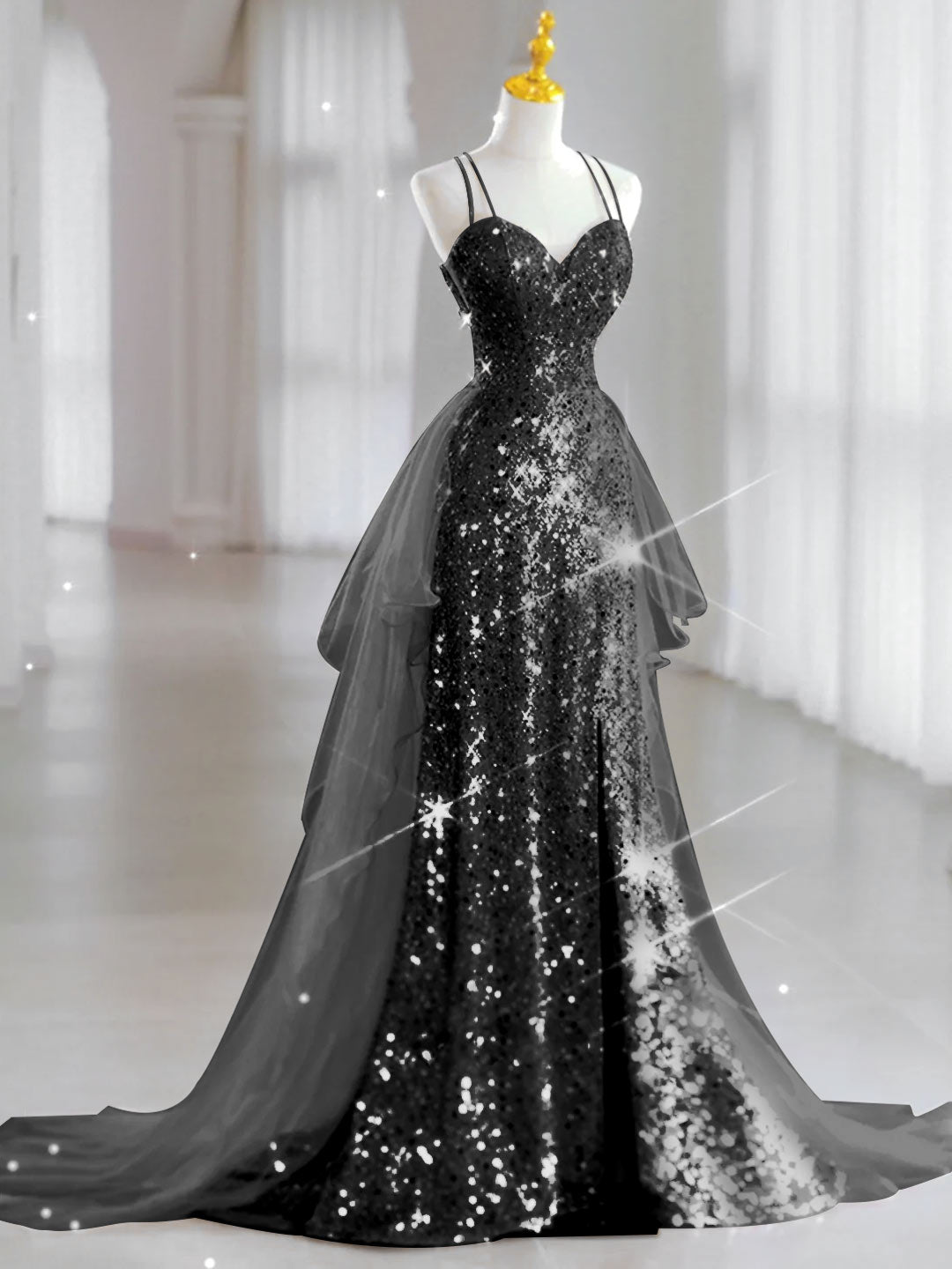 Sweetheart Sleeveless A-Line Princess Evening Gown with Sequin in Floor-Length