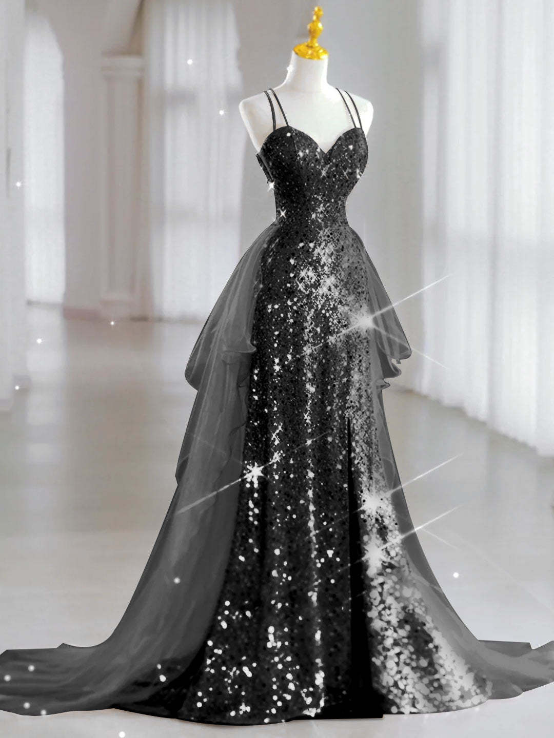 Sweetheart Sleeveless A-Line Princess Evening Gown with Sequin in Floor-Length